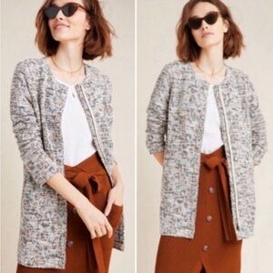 Anthropologie Dolan Tweed Abstract Leopard Print Duster Blazer Womens Size S